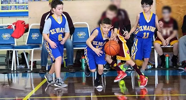 Viator's bench after the first quarter against marian central. Athletics St Viator Elementary School